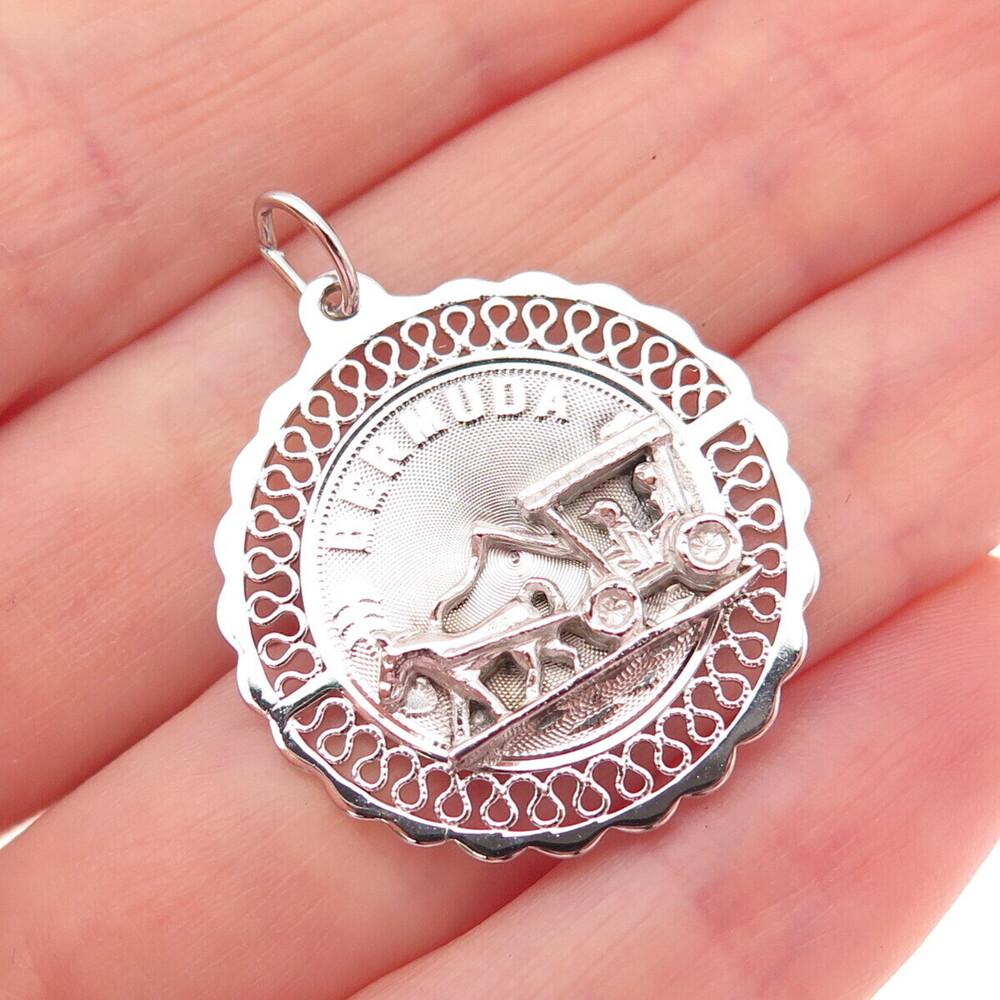 CREA 925 Sterling Silver Vintage Bermuda Carriage Charm Pendant